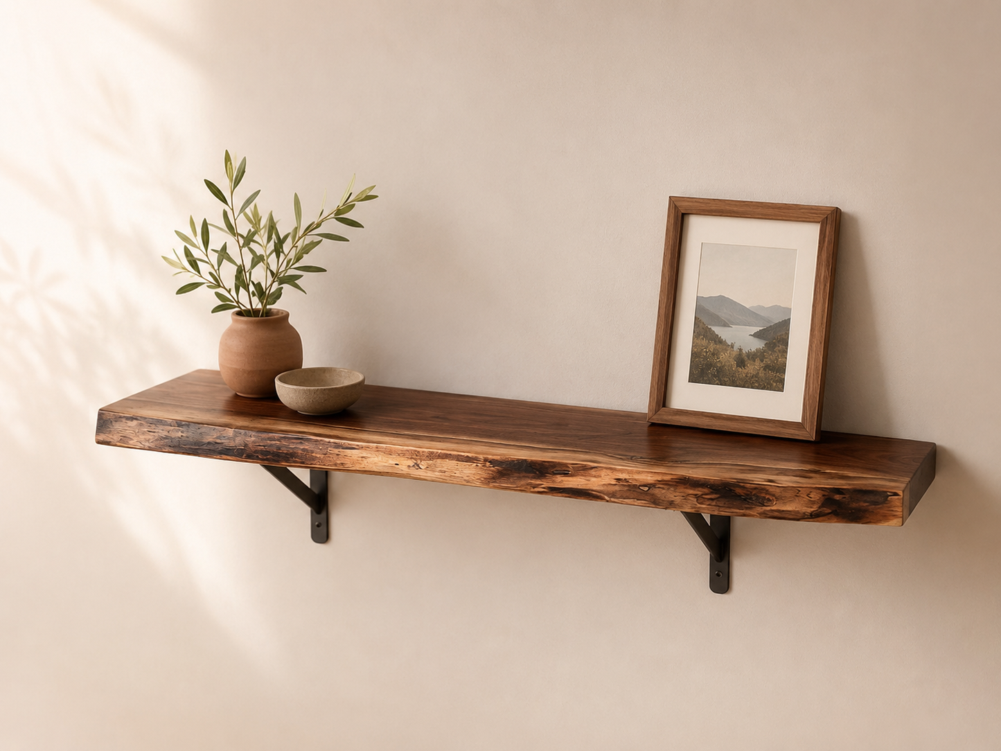Tablette Live Edge Sur Mesure en Noyer Noir
