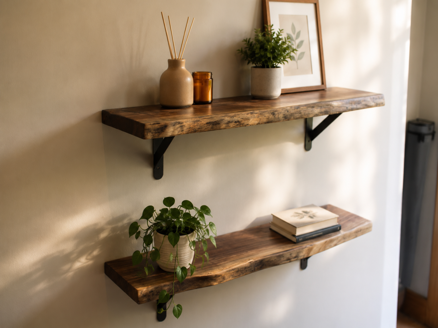 Tablette Live Edge Sur Mesure en Noyer Noir