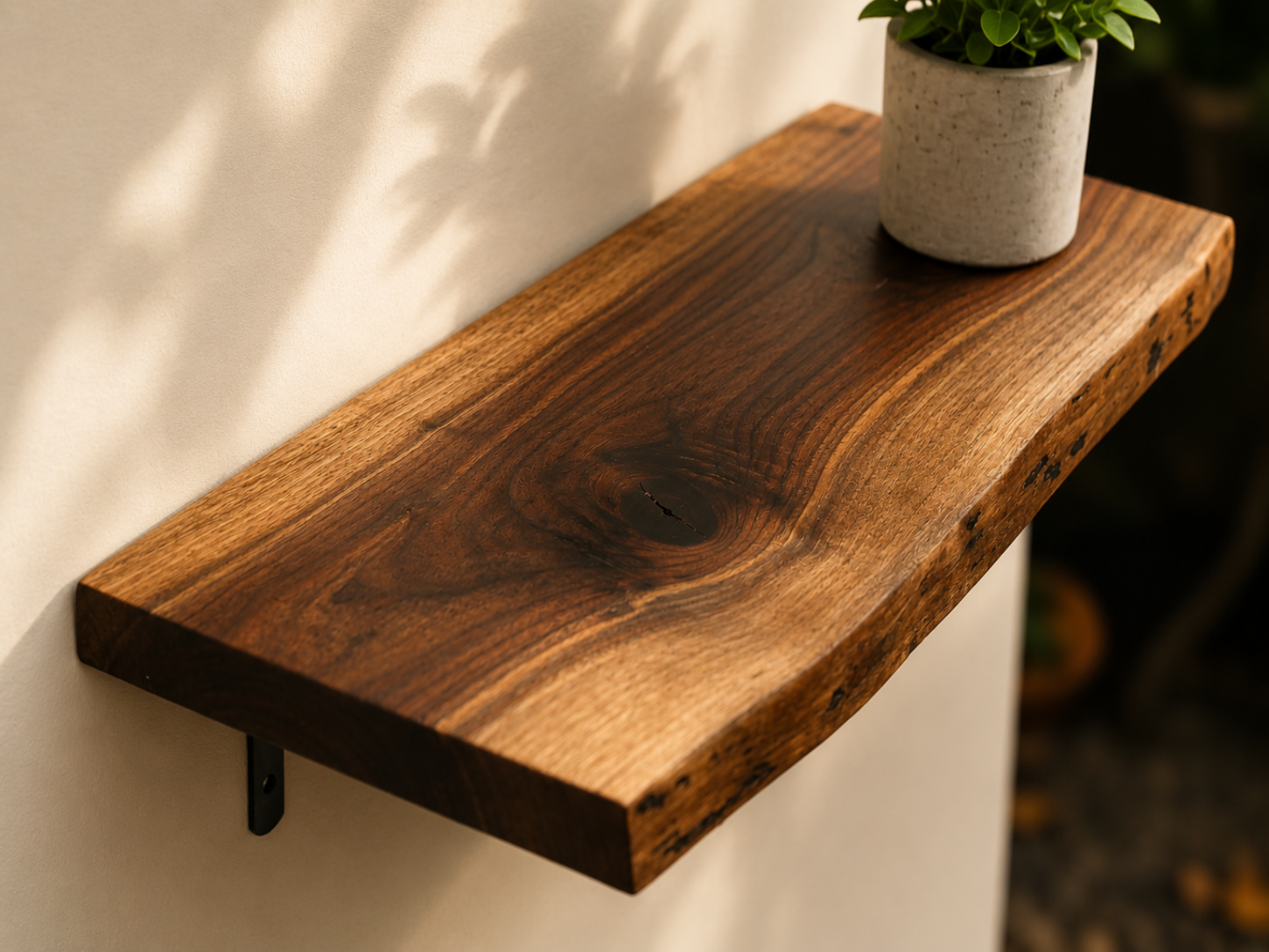 Live Edge Black Walnut Wall Shelf