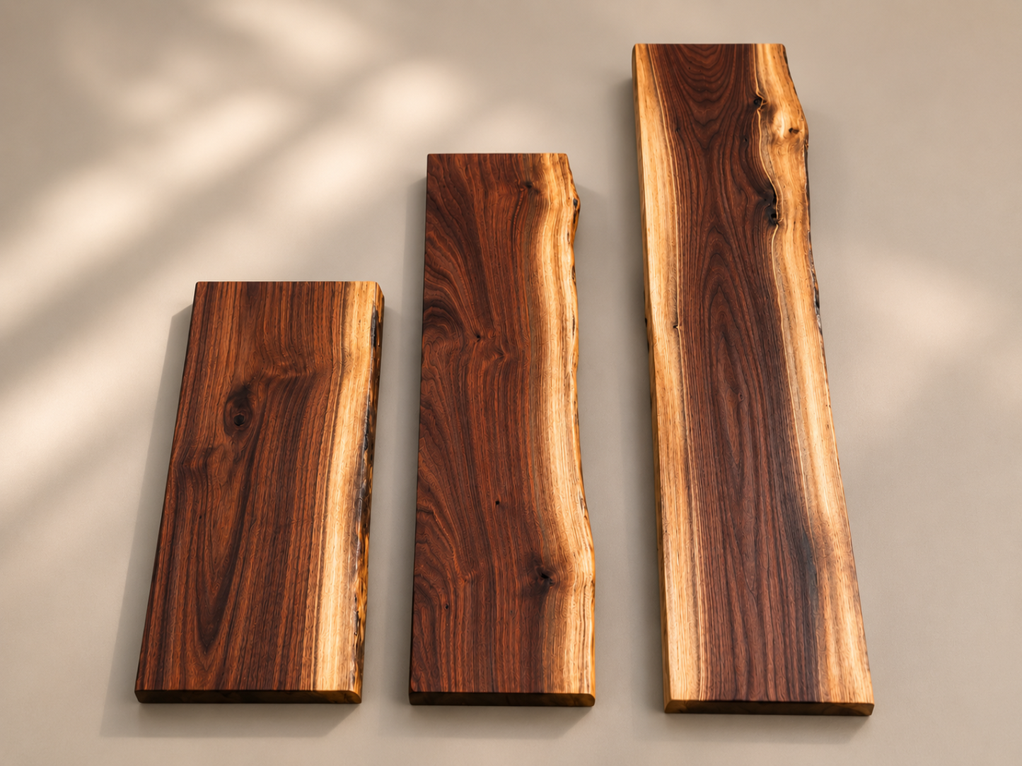 Tablette Live Edge Sur Mesure en Noyer Noir
