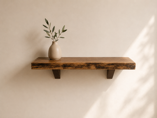 No-Drill Walnut Shelf