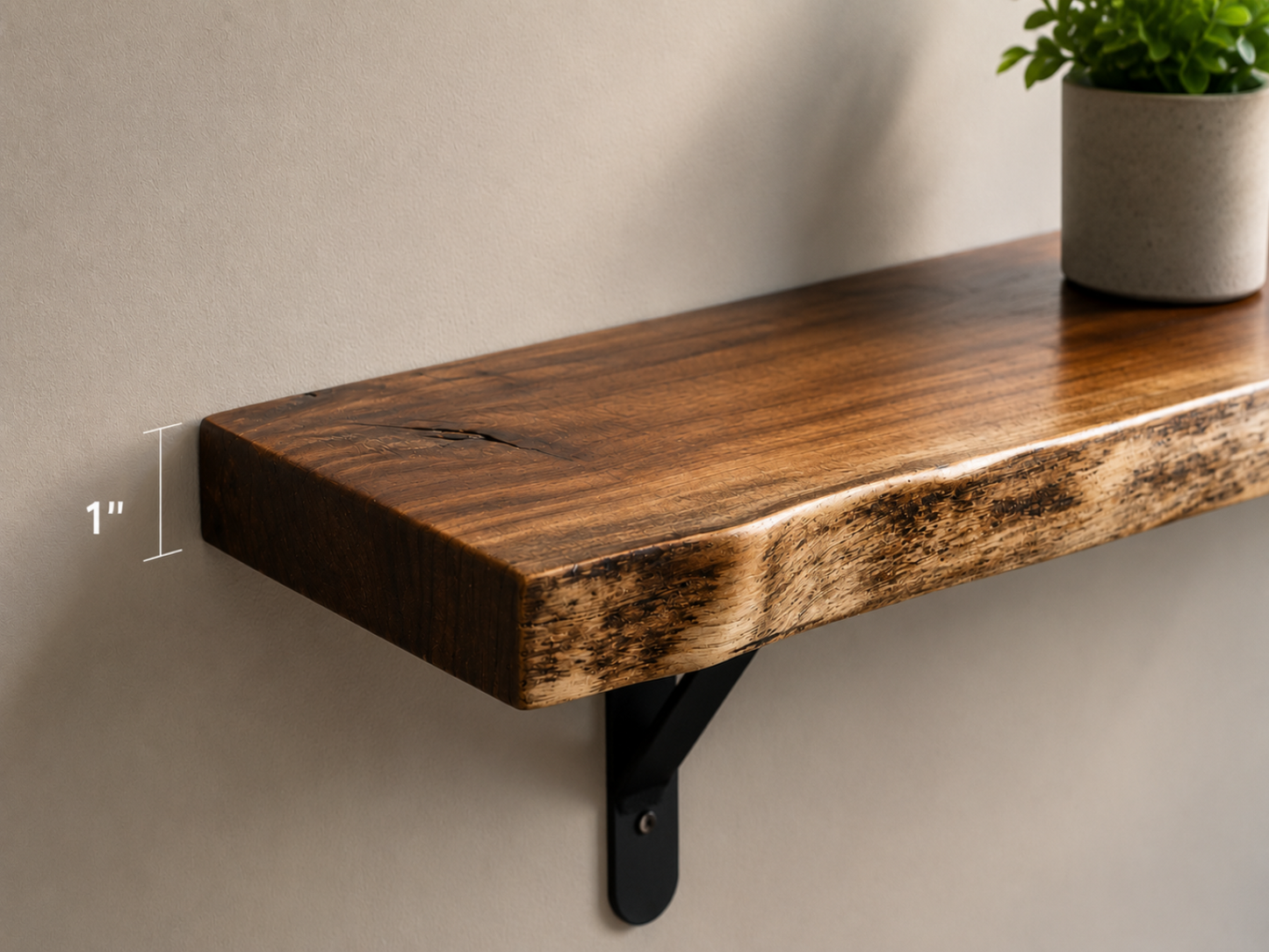 Tablette Live Edge Sur Mesure en Noyer Noir